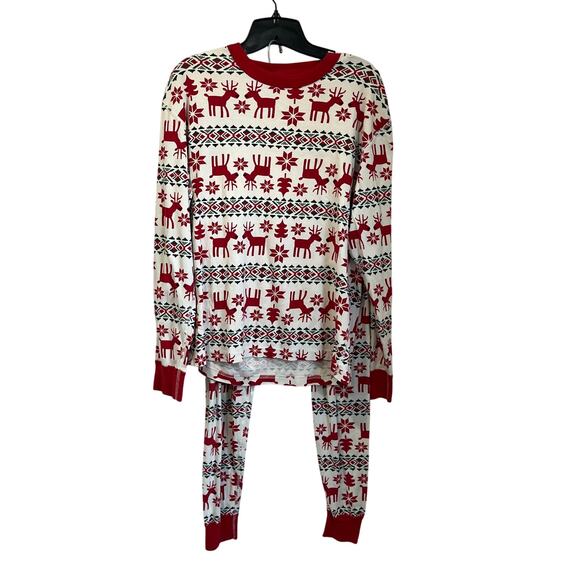 Hanna Andersson Organic Cotton Fair Isle Reindeer Holiday Pajama Set M - Picture 1 of 7